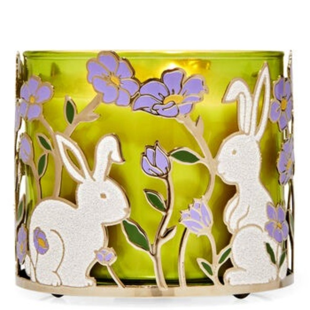 Bath & Body Works Bunnies & Blooms 3 Wick Candle Holder New